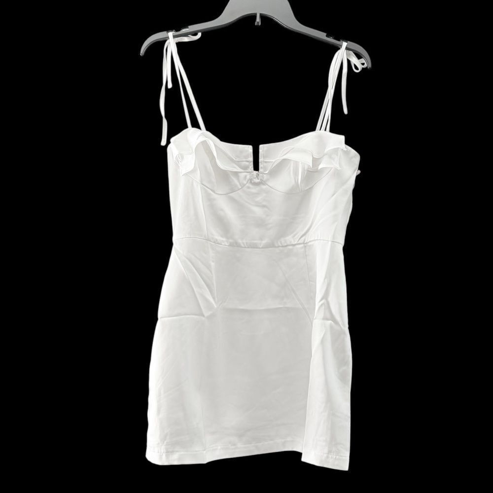 More To Come White Tie Strap Corset Mini Dress M Revolve NWT